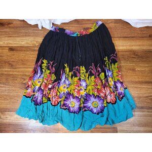 Vintage Fitting Image Size 14/16 Black‎ Floral Broom Skirt